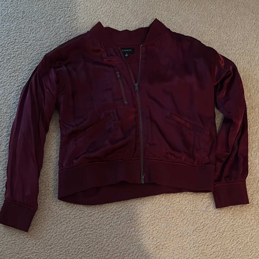 Evereve Women's Burgundy Bomber Jacket Size M